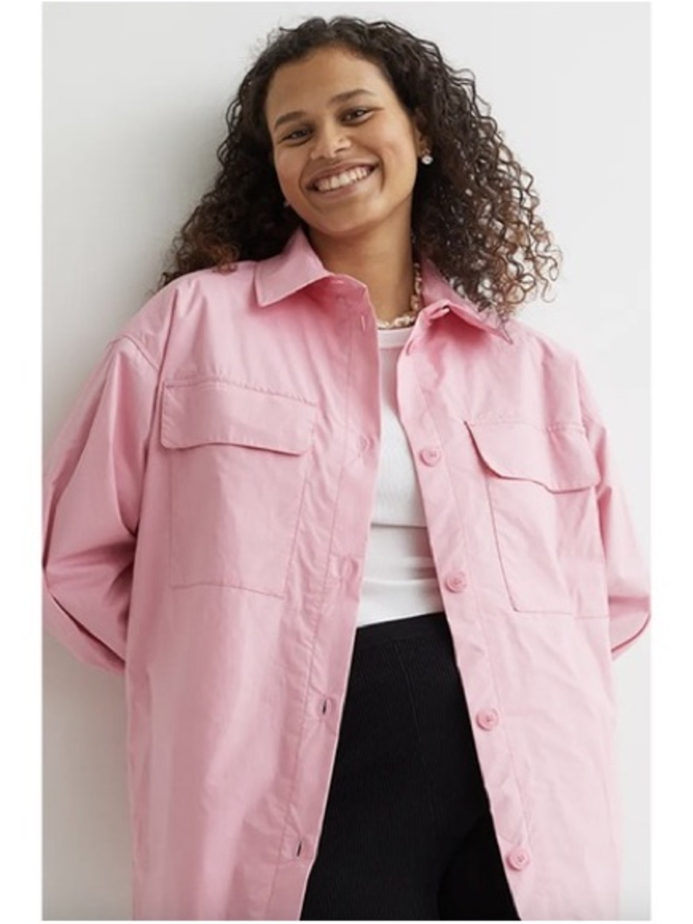 H&M - Pink Oversized buttoned shirt